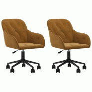 Chaises pivotantes à manger lot de 2 Marron Velours Modèle Élancé - 3103429