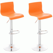 CLP Lot de 2 tabouret de bar Hover Assise Plastique et Piètement Métal chromé Orange - orange plastique 306735
