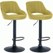 CLP Lot de 2 tabourets de bar Milet tissu Vert/Métal noir mat - vert textile 324417 CLP Lot de 2 tabourets de bar Milet tissu Vert/Métal noir mat - vert textile 324417