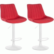 CLP Lot de 2 tabourets de bar Toni blanc tissu - Rouge - rouge 324009 CLP Lot de 2 tabourets de bar Toni blanc tissu - Rouge - rouge 324009
