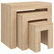 Décoshop26 - Lot de 3 tables d'appoint gigognes en bois d'ingénierie couleur chêne DEC040553 - Bois massif 3000264990083