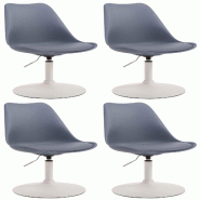 Décoshop26 - Lot de 4 chaises de salle à manger pivotant et hauteur réglable siège en plastique bleu cadre en métal blanc 10_0006201 - bleu méta