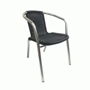 Emh Fauteuil de terrasse professionnel Udine empilable – aluminium et textilène – usage chr intérieur/extérieur - noir aluminium BISFAUTUDINE