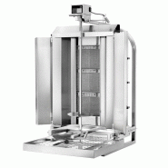 Grill Döner kebab gaz 3 brûleurs max 40 kg mobile avec tôle de protection - moteur en haut