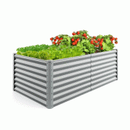 Helloshop26 - Jardinière 180 x 95 x 60 cm grande capacité fond ouvert assemblage facile en métal gris 20_0012339 - 3000227186607