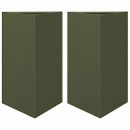 Helloshop26 - Jardinière bac lit surélevé plantes fleurs jardin terrasses lot de 2 olive triangulaire 50 x 43 x 75 cm acier vert 02_0039091 - 30002 Helloshop26 - Jardinière bac lit surélevé plantes fleurs jardin terrasses lot de 2 olive triangulaire 50 x 43 x 75 cm acier vert 02_0039091 - 30002