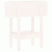 Helloshop26 - Jardinière bac lit surélevé plantes fleurs terrasse jardin 62 x 30 x 69 cm bois massif de pin blanc 02_0037747 - blanc 3000214278438