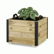HORTALIA Jardinière Extérieure en Bois avec Renfort en Aluminium PUN – Terrasse, Jardin ou Balcon – 50x50x40 cm - marron Bois manufacturé 700108-AL40