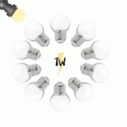 Illupro Lot de 10 Ampoules 1W LED blanc chaud Guinguette E27 G45 plastique professionnelle - jaune 3760430850442 Illupro Lot de 10 Ampoules 1W LED blanc chaud Guinguette E27 G45 plastique professionnelle - jaune 3760430850442