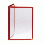 Protège menu 2 volets A4 PVC bordure bordeaux