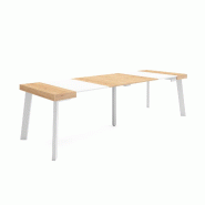 SKRAUT HOME Table console extensible, 260, Pour 12 personnes, Pieds en bois, Chêne et blanc - beige Bois manufacturé 367_21 SKRAUT HOME Table console extensible, 260, Pour 12 personnes, Pieds en bois, Chêne et blanc - beige Bois manufacturé 367_21