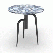 Table Minea Blue plateau en agate Ø45x55cm