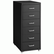 Tectake Caisson de bureau roulant en métal 41x28x69cm noir - 402943 - noir acier 402943 Tectake Caisson de bureau roulant en métal 41x28x69cm noir - 402943 - noir acier 402943
