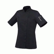 Veste de cuisine femme - manches courtes - Unera polycoton noir T.XXL - Robur - boutons pressions cachés - poche stylo Veste de cuisine femme - manches courtes - Unera polycoton noir T.XXL - Robur - boutons pressions cachés - poche stylo