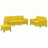 VidaXL Ensemble de canapés 3 pcs avec coussins jaune velours Modèle Orion Cuisine - 3202050
