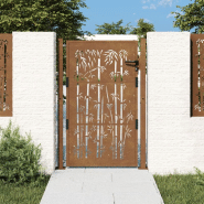 Vidaxl portail de jardin 105x155 cm acier corten design de bambou 153187