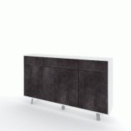 AQA Design Buffet VENBRUK avec 3 portes/3 tiroirs en mélamine pierre blanche/pierre noire L.164 P.41 H.92 MP07044 - multicolore Bois manufacturé MP0