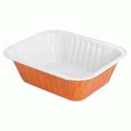 Barquette aluminium laqué cuivre intérieur blanc 490cc 15x12,5x4,4cm par 100