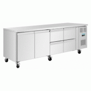 BIS Table inox réfrigérée tropicalisée positive 476 Litres 2 portes, 4 tiroirs, 220 V - MONO