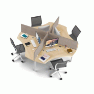 Bureau partagé 4 personnes pas cher avec panneaux acoustiques inclus Bureau partagé 4 personnes pas cher avec panneaux acoustiques inclus