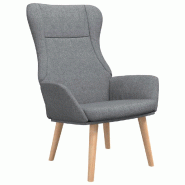 Décoshop26 - Fauteuil lounge chaise de canapé chambre design moderne en tissu gris clair et bois DEC026665 - gris Bois massif 3000255943425