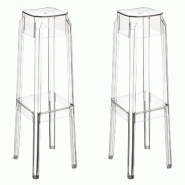 Décoshop26 - Lot de 2 tabourets de bar empilable design moderne plastique transparent 10_0000231 - 3000866269600