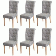 Décoshop26 - Lot de 6 chaises de salle à manger avec rivets métalliques décoratifs en tissu gris clair pieds clairs 04_0007620 - gris 3000262202119 Décoshop26 - Lot de 6 chaises de salle à manger avec rivets métalliques décoratifs en tissu gris clair pieds clairs 04_0007620 - gris 3000262202119
