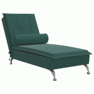 Décoshop26 - Méridienne chaise longue pour intérieur de massage avec traversin en velours vert foncé DEC026163 - 3000255663545