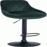 Décoshop26 - Tabouret de bar en velours vert coutures décoratives pivotant support métal noir TDB10670 - noir métal 3002473232695