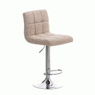 Décoshop26 - Tabouret de bar x1 avec repose-pieds hauteur réglable design moderne en tissu crème 10_0000051 - beige 3000884669604