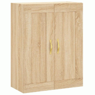 Helloshop26 - Armoire murale élégante 69,5 x 34 x 90 cm avec 3 compartiments style contemporain en bois chêne sonoma 02_0049306 - Bois massif 30002
