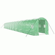 Helloshop26 - Serre tente abri plante fleur légumes avec cadre en acier 40 m² 20 x 2 x 2 m vert 02_0044588 - vert acier 3000220264555