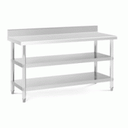 Helloshop26 - Table de travail acier inoxydable avec dosseret - 150 x 60 x 16,5 cm - 226 kg - 2 tablettes 14_0007320 - 3001285099786 Helloshop26 - Table de travail acier inoxydable avec dosseret - 150 x 60 x 16,5 cm - 226 kg - 2 tablettes 14_0007320 - 3001285099786