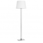 Lampadaire classical avec son abat jour coton en blanc et son support avec nickel satin