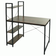 Mendler Bureau avec étagère HWC-K81, table d'ordinateur portable table de travail, 100x60cm métal MDF ~ marron - marron Bois massif 98669