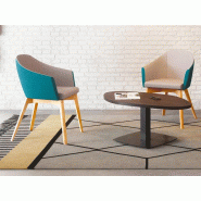 Chaise d'accueil Frani Wood 4 pieds bois dossier bicolore en tissu Chaise d'accueil Frani Wood 4 pieds bois dossier bicolore en tissu