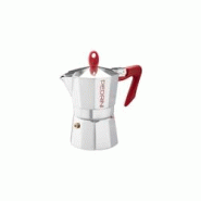 Pedrini Coffee Maker Polished Aluminum 3 Cups Silver Red (9083-0) (90830) - 4000-0062 Pedrini Coffee Maker Polished Aluminum 3 Cups Silver Red (9083-0) (90830) - 4000-0062