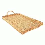 Plateau osier tressé rectangle "Comté" avec anses 36x23x3cm - par 60