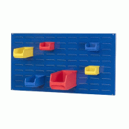 PROREGAL Système de support, panneau système bleu  avec 45x bacs à bec rouges 2.0 | Dimensions HxL 50x100cm | Bac à bec, boîtes de rangement - bl