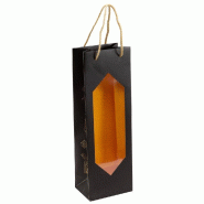 Sac 1bouteille "Gatsby" fenêtre poignées corde 12x8,5x36cm - par 10