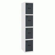 SimonRack Vestiaire Métallique 4 Portes avec Clé, 1800x300x500 mm, Blanc/Anthracite - Simonlocker - blanc métal 8425437108235