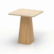 Table Travertina pied en chêne et travertin 50x50x60cm