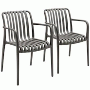 Tectake Chaises de jardin ALCUDIA empilables - résistantes aux intempéries - gris anthracite, Lot de 2 - plastique polypropylène - 406041 Tectake Chaises de jardin ALCUDIA empilables - résistantes aux intempéries - gris anthracite, Lot de 2 - plastique polypropylène - 406041