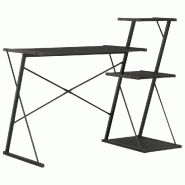 VidaXL Bureau avec étagère Noir 116x50x93 cm Modèle Atlas Contemporain - noir 20288