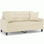 VidaXL Canapé 2 places avec oreillers crème 140 cm similicuir Modèle Quimera - 3200804