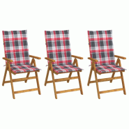 VidaXL Chaises Pliables De Jardin Lot De 3 Avec Coussins Bois D Acacia - 8720286280263