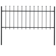Vidaxl clôture de jardin avec dessus en lance acier 1,7 x 0,8 m noir 144924