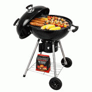 Barbecue à Charbon de Bois sur Trépied Ø57cm Grille Cuisson & Couvercle Thermostat Bac à cendres Barbecue rond 2 roues INTEC - noir acier 37015993 Barbecue à Charbon de Bois sur Trépied Ø57cm Grille Cuisson & Couvercle Thermostat Bac à cendres Barbecue rond 2 roues INTEC - noir acier 37015993