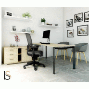 Bureau de direction Star avec crédence - Mobel Linea - Anthracite, Blanc, Gauche_0