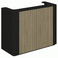 Comptoir noir Vertigo T01 2 angles arrondis MDF noir et chêne clair 150x60x115cm